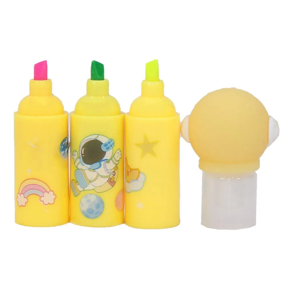 3 IN 1 Highlighter Pens Astronaut Shape (Assorted Colors)