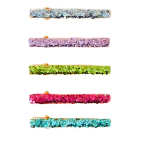 Accessorize London Girl's Set of 5 Glitter Salon hair Clips