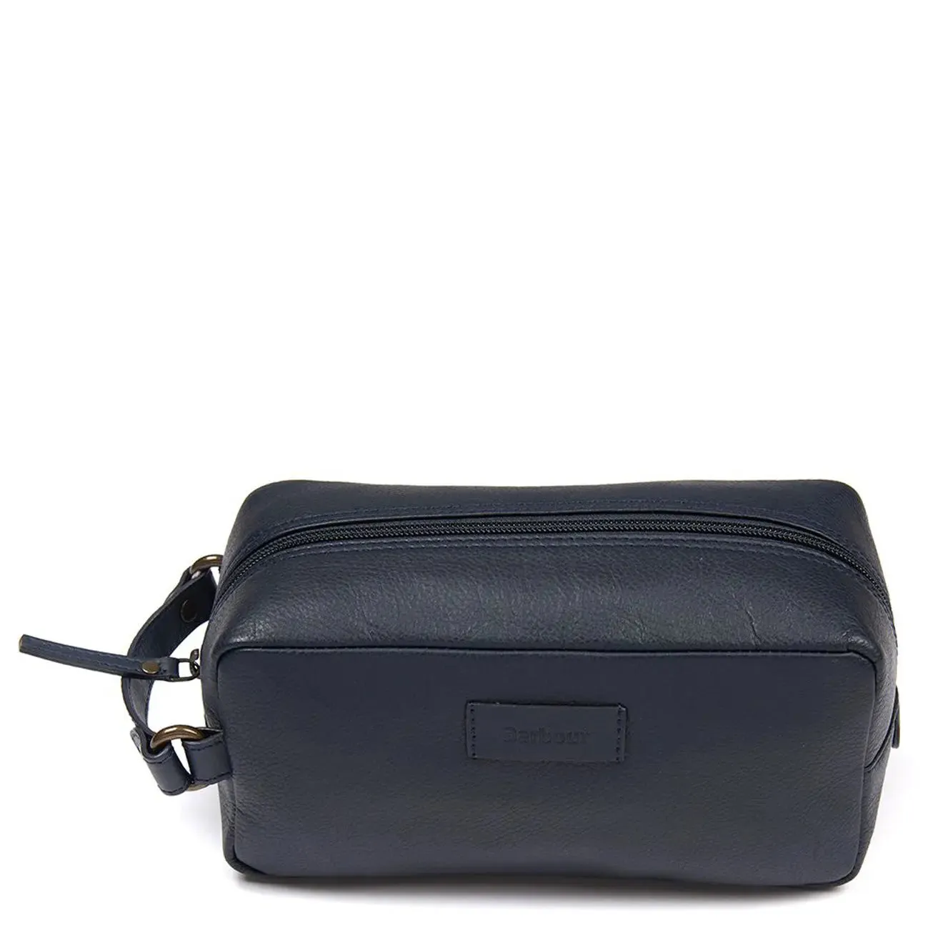 Barbour Compact Leather Wash Bag Navy