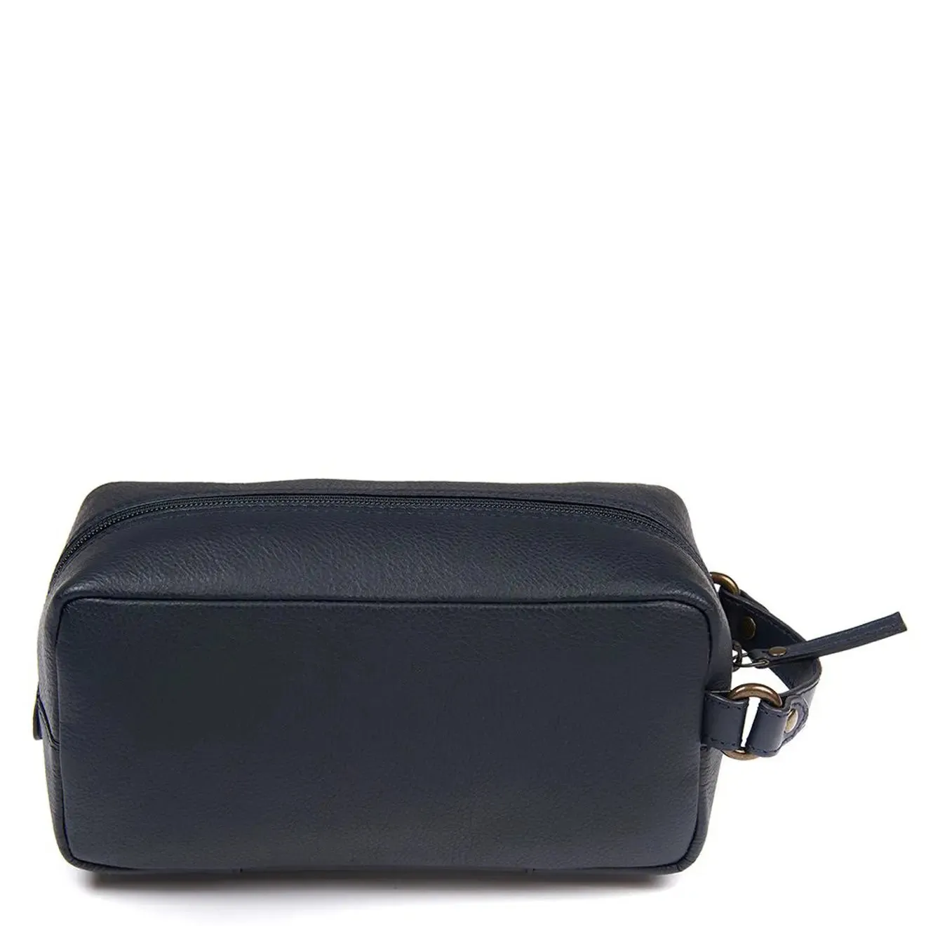 Barbour Compact Leather Wash Bag Navy