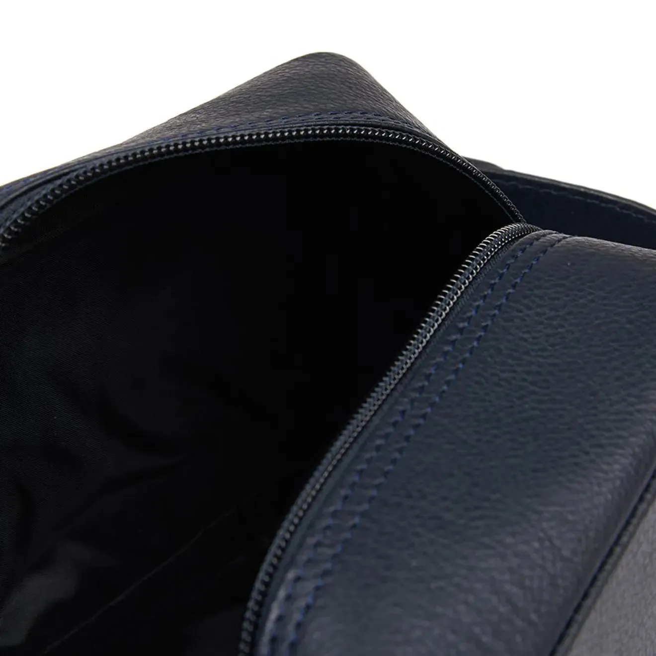 Barbour Compact Leather Wash Bag Navy