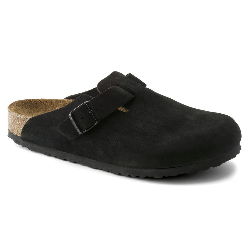 Birkenstock Boston, Regular Fit, Soft Footbed, Suede Leather, Black