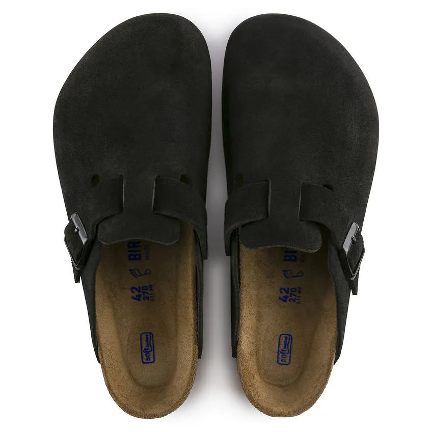 Birkenstock Boston, Regular Fit, Soft Footbed, Suede Leather, Black