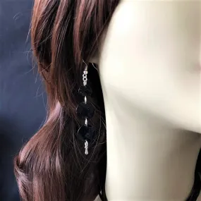 Black Shell Long Dangle Earrings