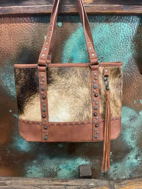 Brown Wide Get along Cowhide TOTE