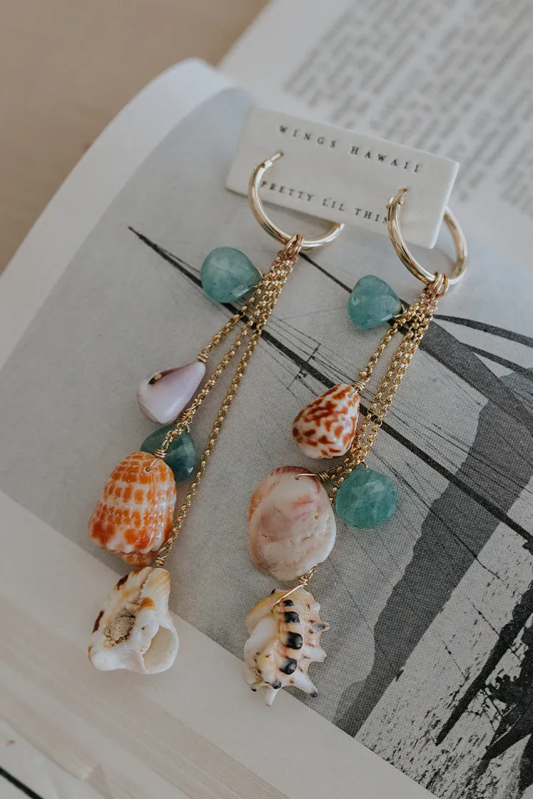 Clasp Hoop Shell Pile Earrings | Grandidierite   Triton Shell