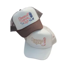 Cowboys & Tequila Trucker Hat in Tan