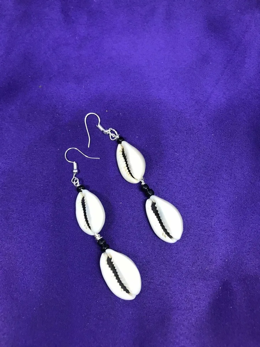 Cowrie Seashell Earrings Made with Silver Wire