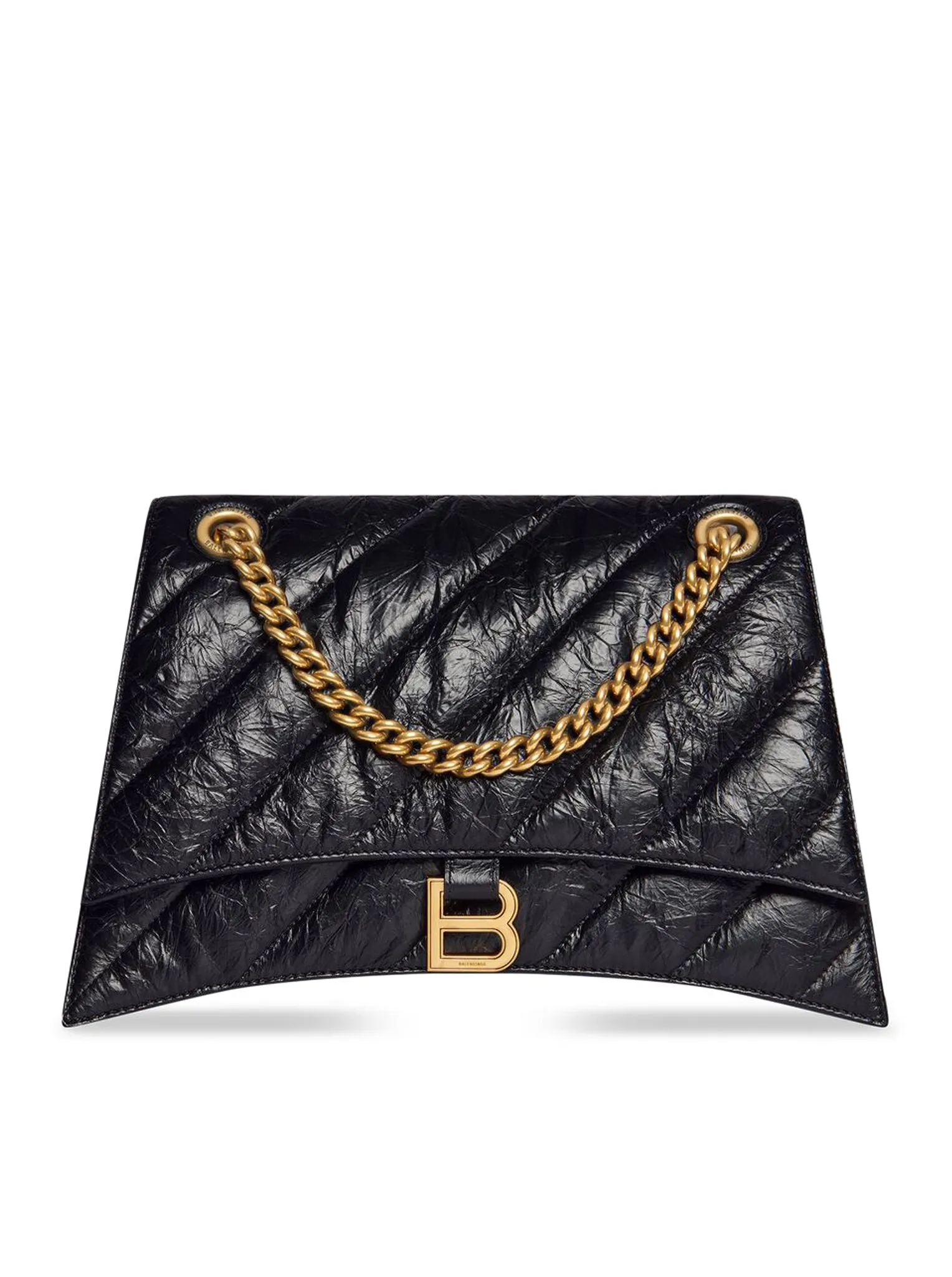 CRUSH BAG WITH MEDIUM QUILTED CHAIN FOR WOMEN IN BLACK