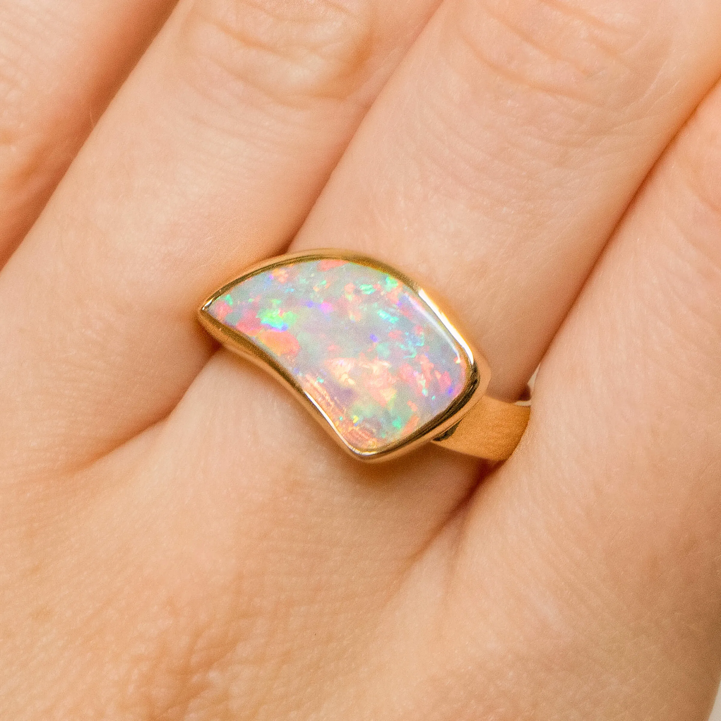 Crystal Shell Opal Ring