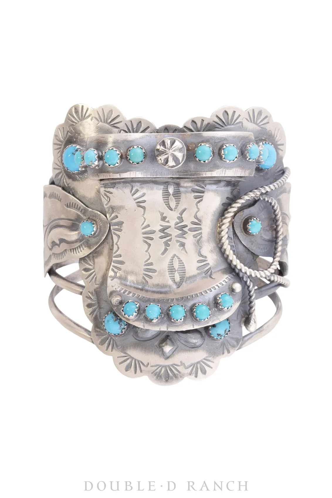 Cuff, Novelty, Saddle, Turquoise, Hallmarked, Vintage, 3135