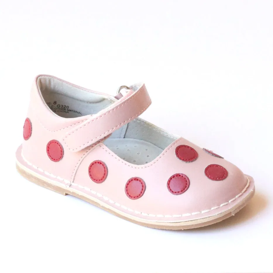 FINAL SALE - Angel Girls G320 Polka Dot Leather Mary Janes