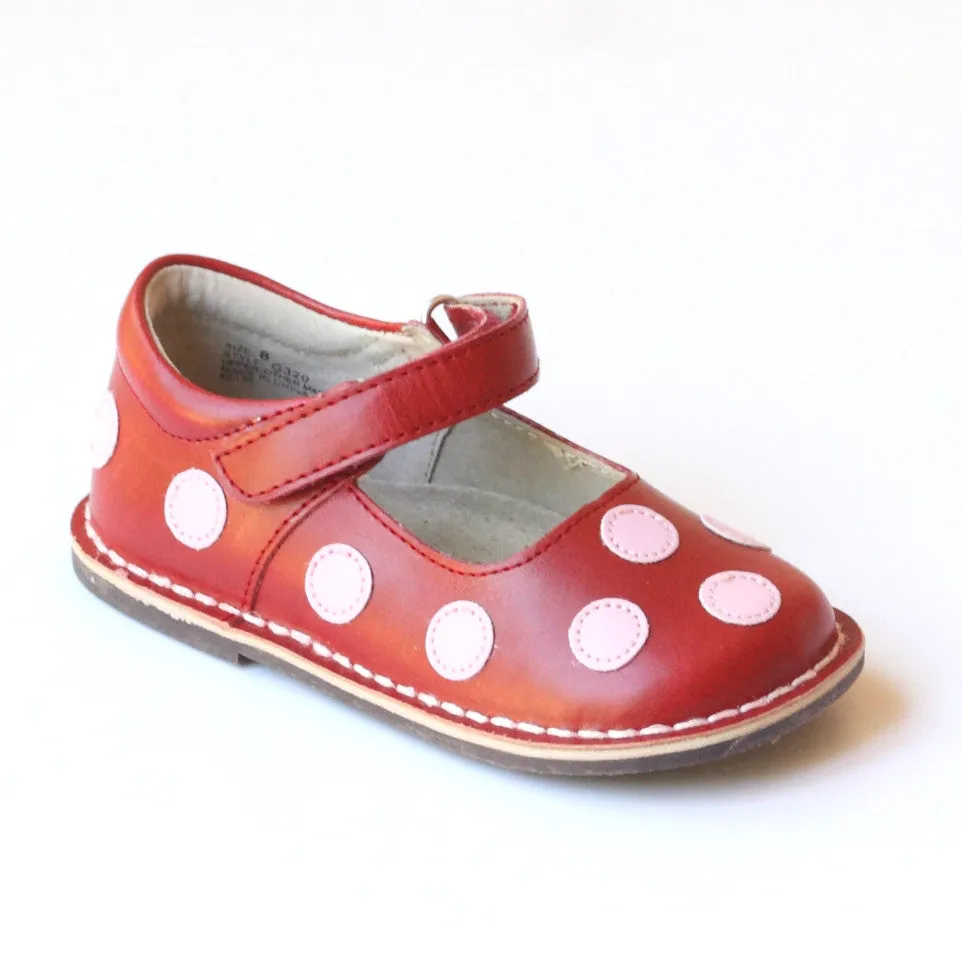 FINAL SALE - Angel Girls G320 Polka Dot Leather Mary Janes