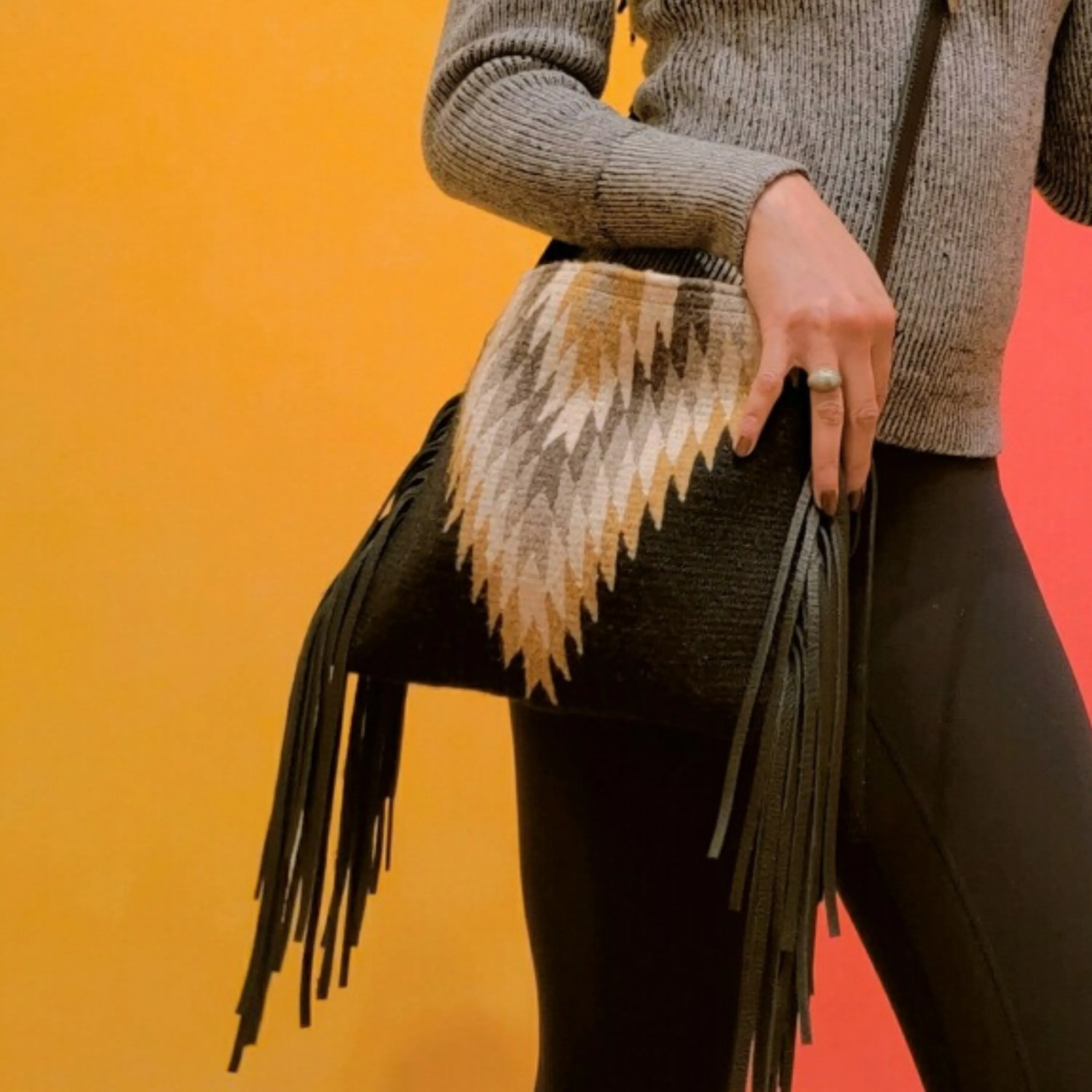 Golden Diamond Fringe Bag