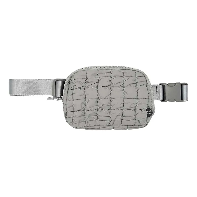 Grey Puffer Belt Bag