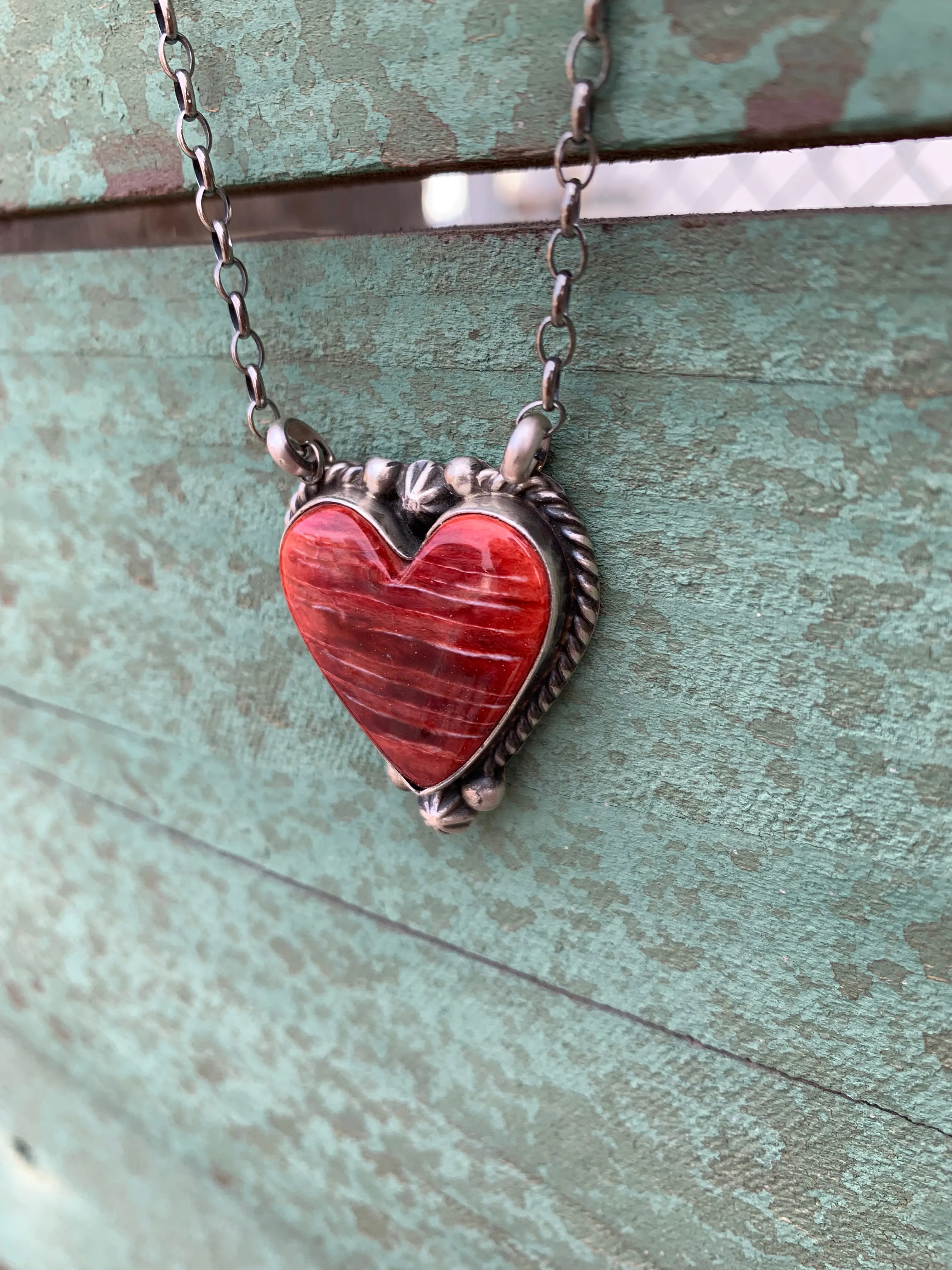 Heart of Red Spiny Oyster Shell necklace