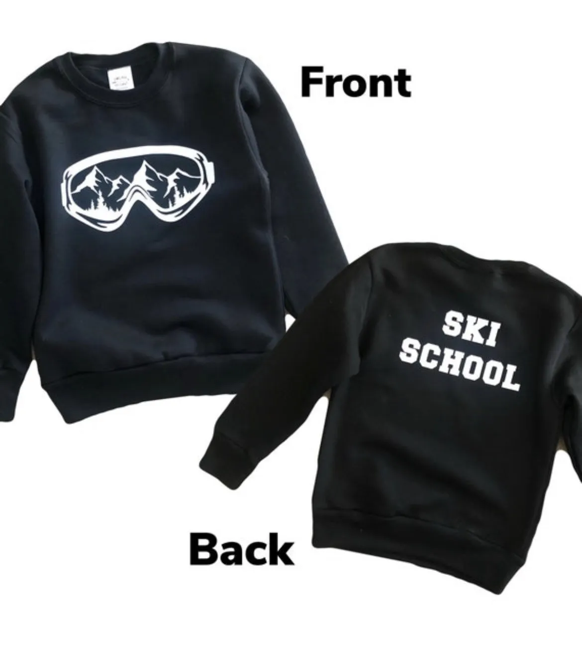 Kids Ski School or Snowboard School Sweatshirt in Black