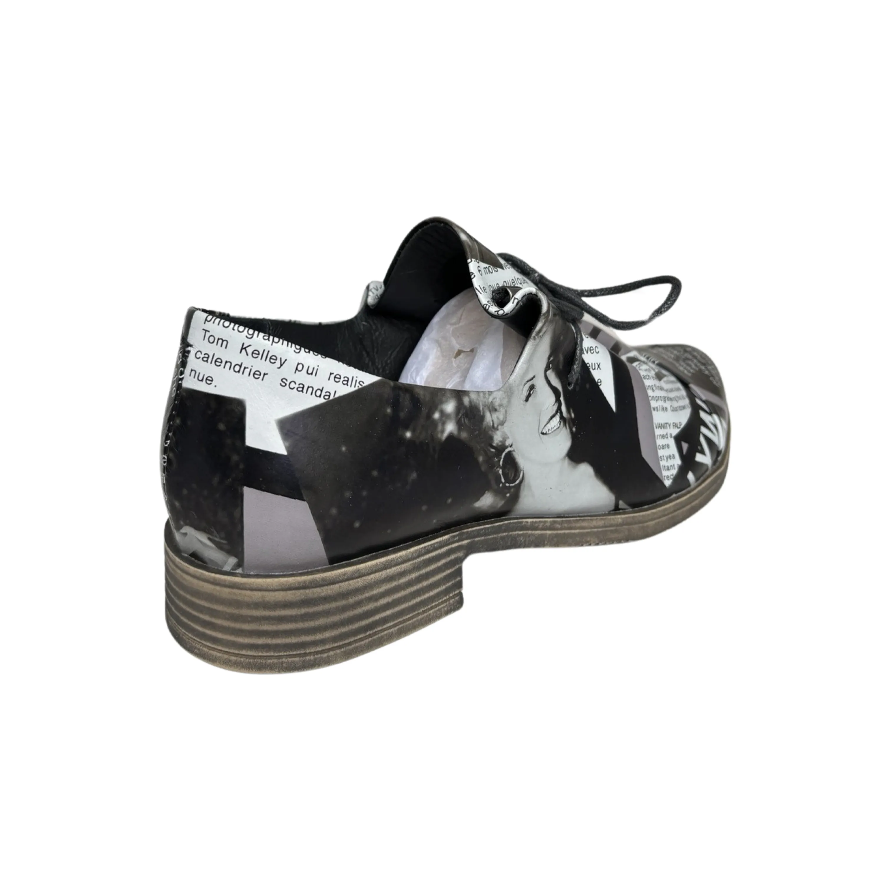 Kotty News Print Leather Flat