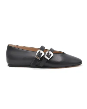 Le Monde Beryl Claudia Black Double Buckle Flat