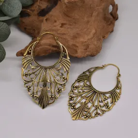 Long Art Nouveau Earrings  Gold