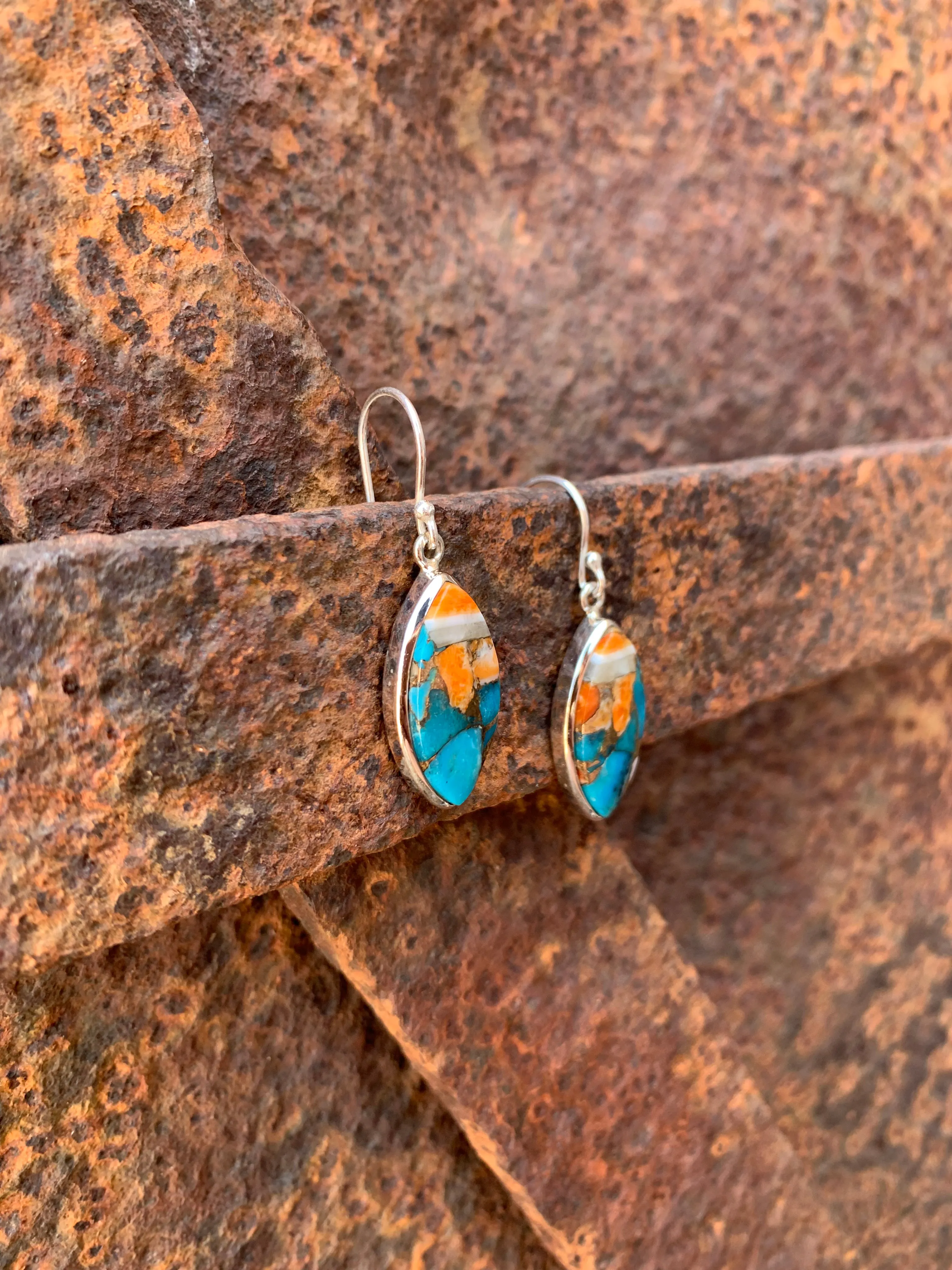 Marquise Spiny Oyster & Turquoise earrings