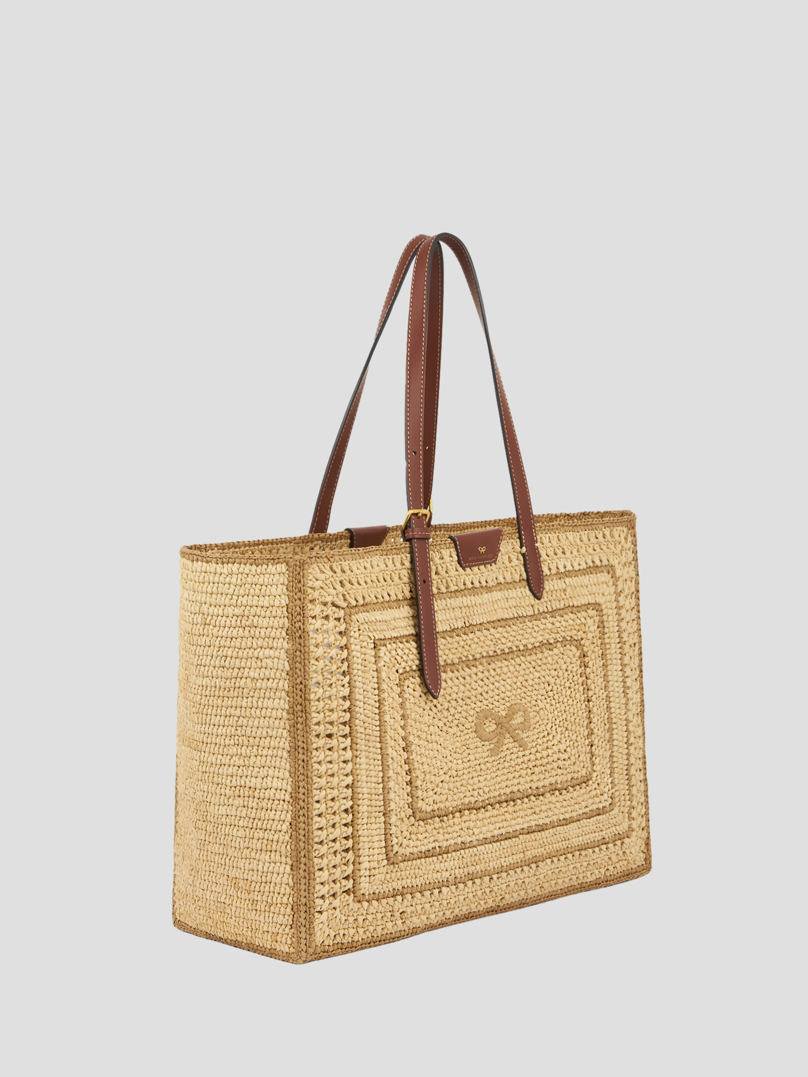 Natural Raffia E/W Bow Tote