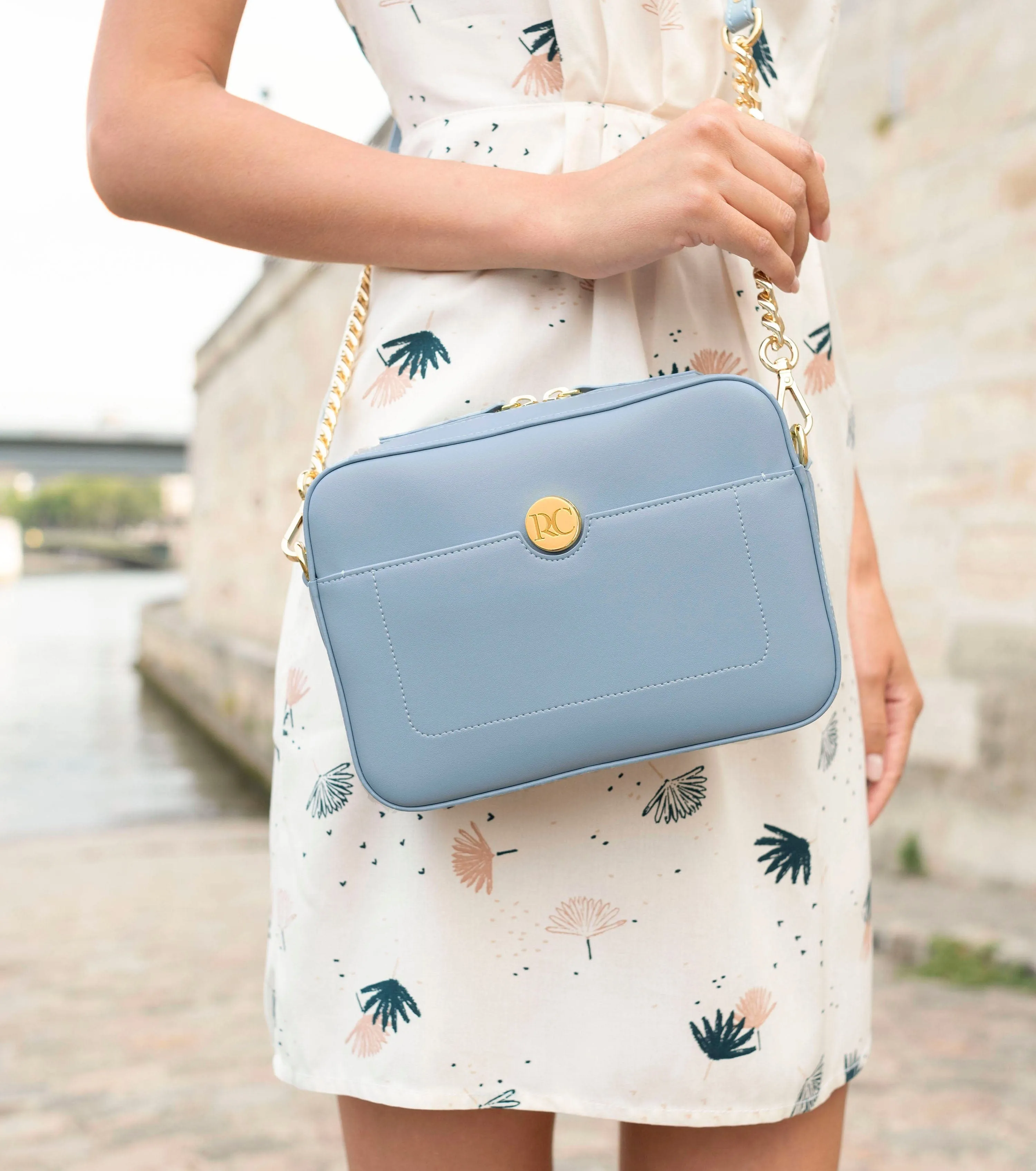 Nomad Apple Leather Vegan Crossbody Bag | Light Blue