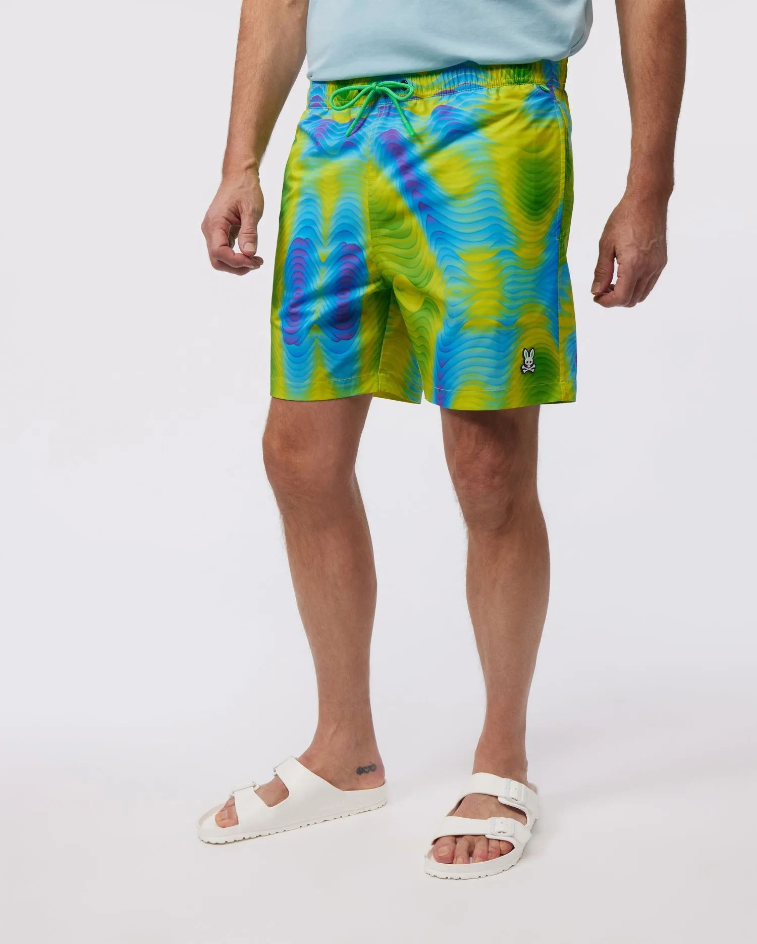 Psycho Bunny Mens Montgomery All Over Print Swim Shorts - Banana