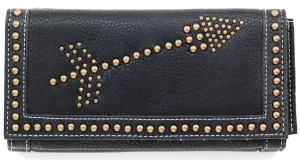 "Claire" Black Ladies' Wallet with  Nail Head Arrow