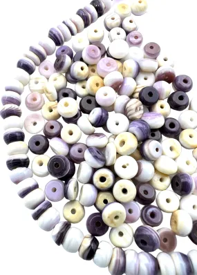 RARE Purple Wampum 4x3mm Rondel Beads, (package of 15 beads)