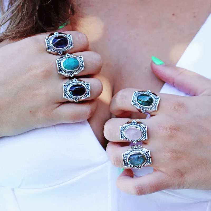 Saddle Labradorite Bohemian Ring