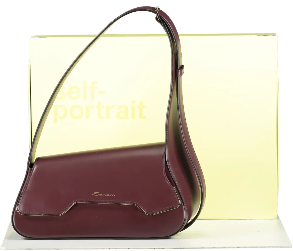 Santoni Red Burgundy Leather The Pluto Bag