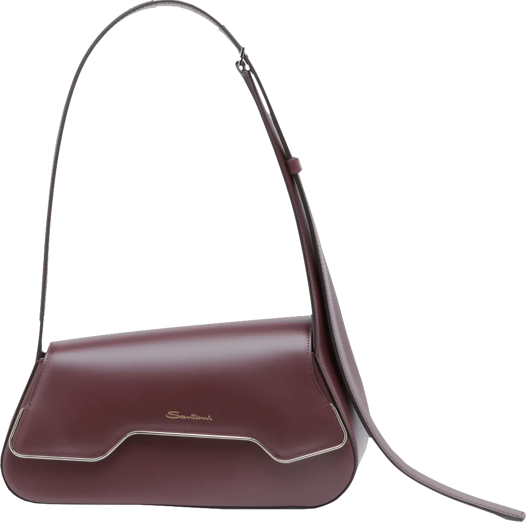 Santoni Red Burgundy Leather The Pluto Bag