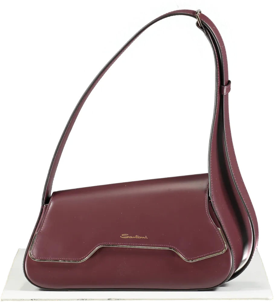 Santoni Red Burgundy Leather The Pluto Bag