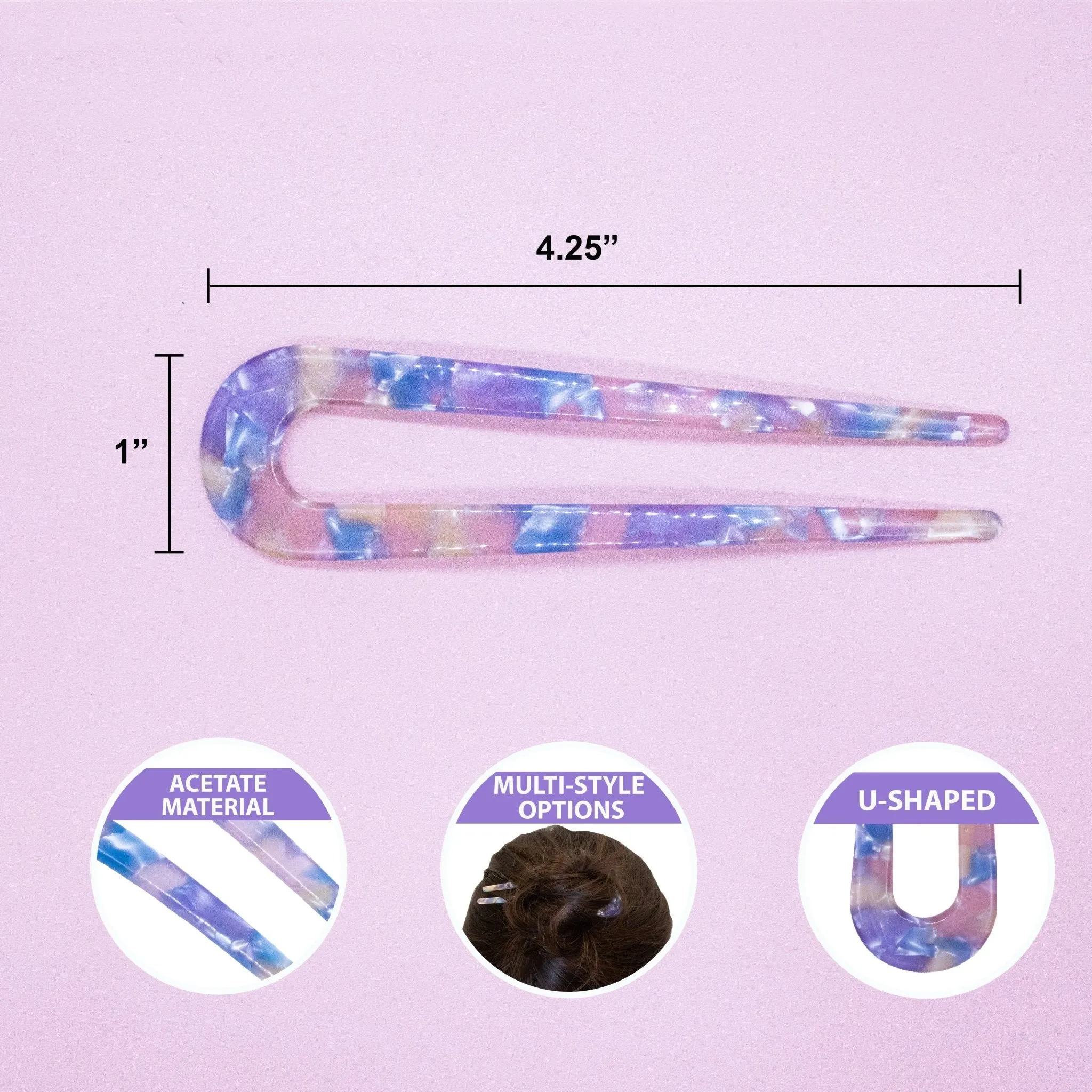 U Shaped French Hair Pin -Tortoise Shell