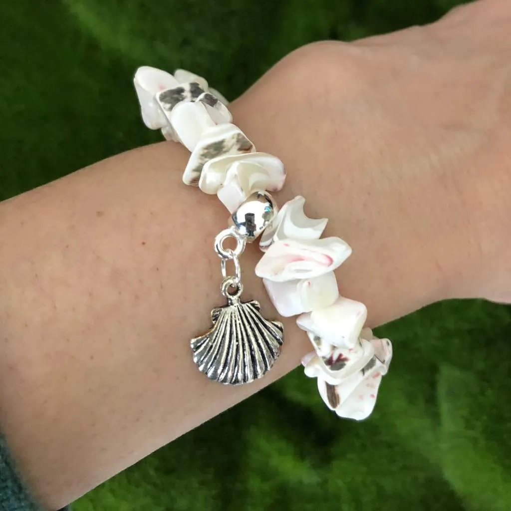 White Shell Stretch Bracelet