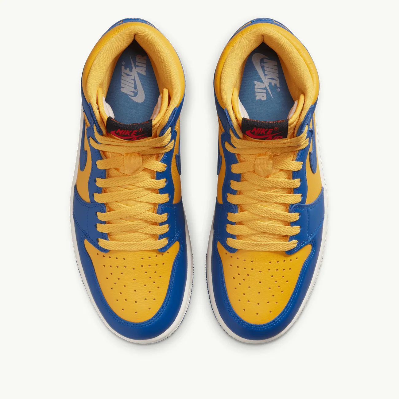 WOMENS AIR JORDAN 1 RETRO HI OG VARSITY MAIZE GAME ROYAL SAIL